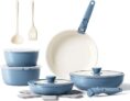 Redchef Ceramic Pots & Pans Set, 16 pcs Nonstick Cookware Set (Blue) W/Code