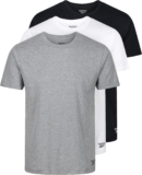 Reebok Mens Santo Shirt, Black/White/Grey Marl, Pack of 3