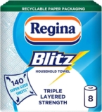 Regina Blitz Household Towels 8 Triple Layered Rolls, 70 Sheets Per Roll (£10.62 S&S)
