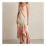 Reiss Pink/Green Hallia Stripe-Print Handkerchief Maxi Dress