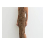 Reiss Snake-Print Brown Lola Jersey Racer Midi Dress