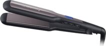 Remington Hair Straightener Advanced Ceramic coating for Sleek & smooth glide, Wide longer length 110mm floating plates, Digital display, Heat proof pouch, Up to 230C, S5525 Black Grey