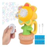 Remote-Controlled Sunflower Bubble Machine with Lights for Kids, Rechargeable