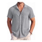 Remxi Mens Short Sleeve Casual Textured Shirts
