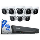 Reolink 4K PoE Camera Security System, 16CH 4K NVR with 4TB HDD and 8X 4K Outdoor Security Cameras with voucher