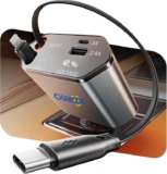 Retractable Car Charger 120W, 4 in 1 Fast Car Phone Charger with Dual Retractable Cables (Lightning & USB-C)