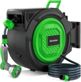 Retractable Garden Hose Reel, 1/2 x 30m2m Wall Mounted Hose Reel with 180 Swivel Bracket,10-Pattern Nozzle, Automatic Slow Return System, Any Length Lock, Hosepipes for Garden, Cleaning