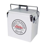 Retro Ice Chest Cooler 13L White-Silver with Bottle Opener 18-Can
