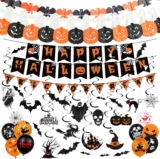Reusable Halloween Bunting Set with Happy Halloween Banner Spooky Hanging