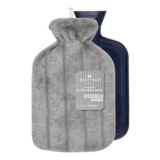 Revitale Luxury 2L Hot Water Bottle with Soft Plush Cover (Slate Grey)