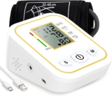 Rewing Blood Pressure Rechargeable Upper Arm Blood Pressure Machines for Home Use wiht Voice Broadcasting Accurate LED Display Heart Rate Detection 2×100 Records, Cuff 22-48cm