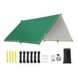Rhino Valley Waterproof Camping Tarp, 9.8×9.8 Ft, Light Strings, Green
