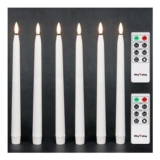 Rhytsing 6 White Flameless Taper Candles with Timer, 28 Cm