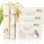 Rice Under Eye Cream & Gel Eye Mask Set Lightweight Roll-On Rice Eye Cream Under Eye Gel Patches for Dark Circles, Puffiness & Fine Lines Gentle Eye Mask Skincare for Sensitive Skin 4Pcs