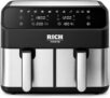 Rich Taste 9L Dual Basket Air Fryer, 10 in 1 Cooking Functions, 2800W Energy Saver, Digital Touch Display, Independent Controls, Adjustable Temperature and Timer, Large Capacity, Oil-Free Cooking