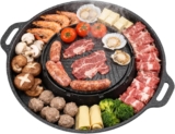 Rill Pans for Stove Tops Hotpot 2 in 1 with Nonstick Material Roasting Shabu Pot Barbecue Stove Grill Pan Heat-Resistant Handle for Table Oven Griddle Kitchen Camping Cooking