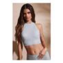 River Add to Wishlist Embellished Racer Neck Open Back Crop Top in Aqua
