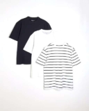River Island Mens 100% Cotton Slim Fit T-Shirt 3 Pack (Sizes XXS-XXL) – With Code