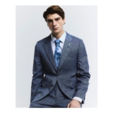 River Island Mens Blue Check Suit Jacket, Skinny, Collared