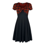 Rock Rebel Tie-Front Dress with Checked Pattern Mini Dress Black-Red