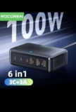 Rocoren USB Charger 100W GaN Charger 6-ports Desktop Fast Charging Type C Charger Portable Power Station – With code Rocoren Official Store