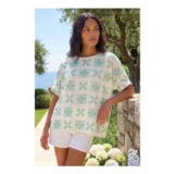 Roman Floral Textured Buttoned Back Top