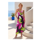 Roman Leaf Print Wrap Front Dress