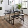 Ronan 4 Seater Wave Edge Dining Table and Bench Set