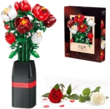 Rose Bouquet Building Set,761 PCS Botanical Plant Decor Collection Building Block Toy,Valentines Day Gift Compatible with Lego Flowers for Adults Women Boys Girls 8 9 10 11 12