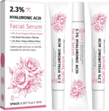 Rose Hyaluronic Acid Serum for Face, Anti-Aging, Anti-Wrinkle, Deep Hydration (3 Pack/15ml Each)