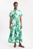 Rose Print Cotton Sateen Floral Woven Belted Maxi Shirt Dress – w/code