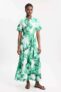 Rose Print Cotton Sateen Floral Woven Belted Maxi Shirt Dress – w/code