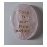 Rose Quartz Pink Polished Palm Worry Stone Engraved Love is Your True Nature
