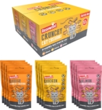 Rosewood Daily Eats Crunchy Cushions Variety Box – Chicken, Cheese, and Salmon Treats for Cats, Tasty Cat Treats with Taurine, Added Vitamins and Minerals, Small Bite Sized Cat Snacks (12pc, 720g Box)