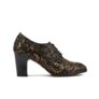 Roulette Gold Feathers Womens Leather Heeled Oxford Lace-Up