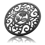 Round Cast Iron Teapot Stand with Peg Feet Black