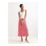 Roxana Red Floral Print Midi Skirt