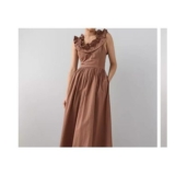 Ruffle Strap Detail Midaxi Dress – Brown