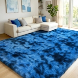 Rugs Living Room – 120x180cm Navy Blue Large Rug for Living Room – Ultra Soft Fluffy Shaggy Rugs for Bedroom, Indoor Nursery Carpets for Kids Room Home Decor, Non Shedding, Anti-Slip Backing