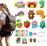 Rusokufo 10-Piece Summer Felt Sewing Kit for Kids, Craft Set Featuring Sea and Fruit Animals, Beginner-Friendly with Stuffing and Plastic Needles, Plush Felt Pendant for