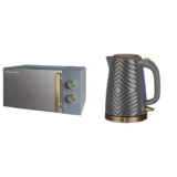 Russell Hobbs 17 Litre 700W Grey Solo Manual Microwave With Groove Design, 5 Power Levels & 26382 Groove Electric Kettle