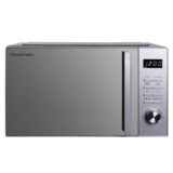 Russell Hobbs 23L Flatbed Digital Microwave with 800W Power, 8 Auto-Cook Menus, Defrost Function & Child Lock in Silver, RHFM2365S / Black
