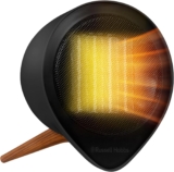 Russell Hobbs Electric Heater 1500W Retro Tripod Mini Ceramic Heater Scandi Wood Effect in Black with 2 Heat Settings, Touch Control, Overheat Protection, 2 Year Guarantee RHMCH1009B-SCA