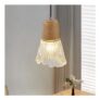 Rustic Glass Pendant Light, Adjustable, E27, Rope-Wrapped Wood Canopy