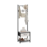 Rustic Narrow Coat Rack Hall Tree Storage Unit Greige