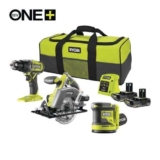 Ryobi 18V ONE Cordless Combi Drill, Circular Saw & Random Orbital Sander Starter Kit (2 x 2.0Ah)