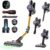 S9 Cordless Vacuum Cleaner, 45000Pa/500W/45Min Stick Vacuum with Flexible Wand Design, Wall-mounted Charging, Green LED, Lightweight Vacuum for Hardwood Floor Carpet Car Pet Hair, Golden