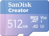 SANDISK Creator microSD Card Adapter 512GB, Up to 190MB/s Read Speeds