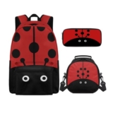 SEANATIVE Ladybug 3-Piece Girls School Backpack Set with Lunch Box