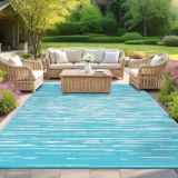 SHACOS Large Outdoor Rug 240 x 300 cm Garden Rugs Outdoor Waterproof Reversible Plastic Straw Rug UV Resistant Lightweight Camping Mat for Patio RV, Backyard, Picnic, Balcony, Deck, Blue